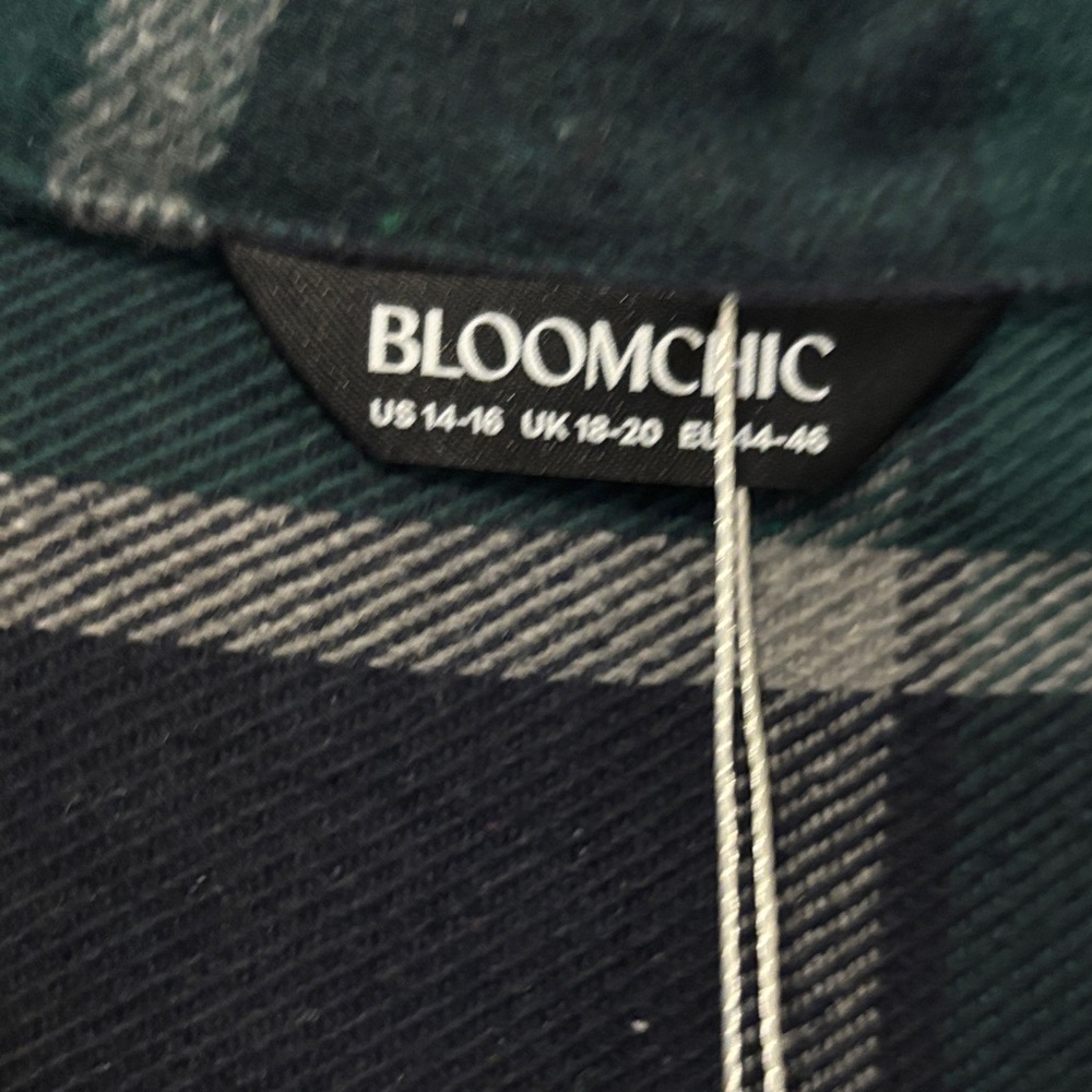 Bloomchic Green/Navy/Gray Plaid Flannel Vest Jacket - Picture 4 of 9